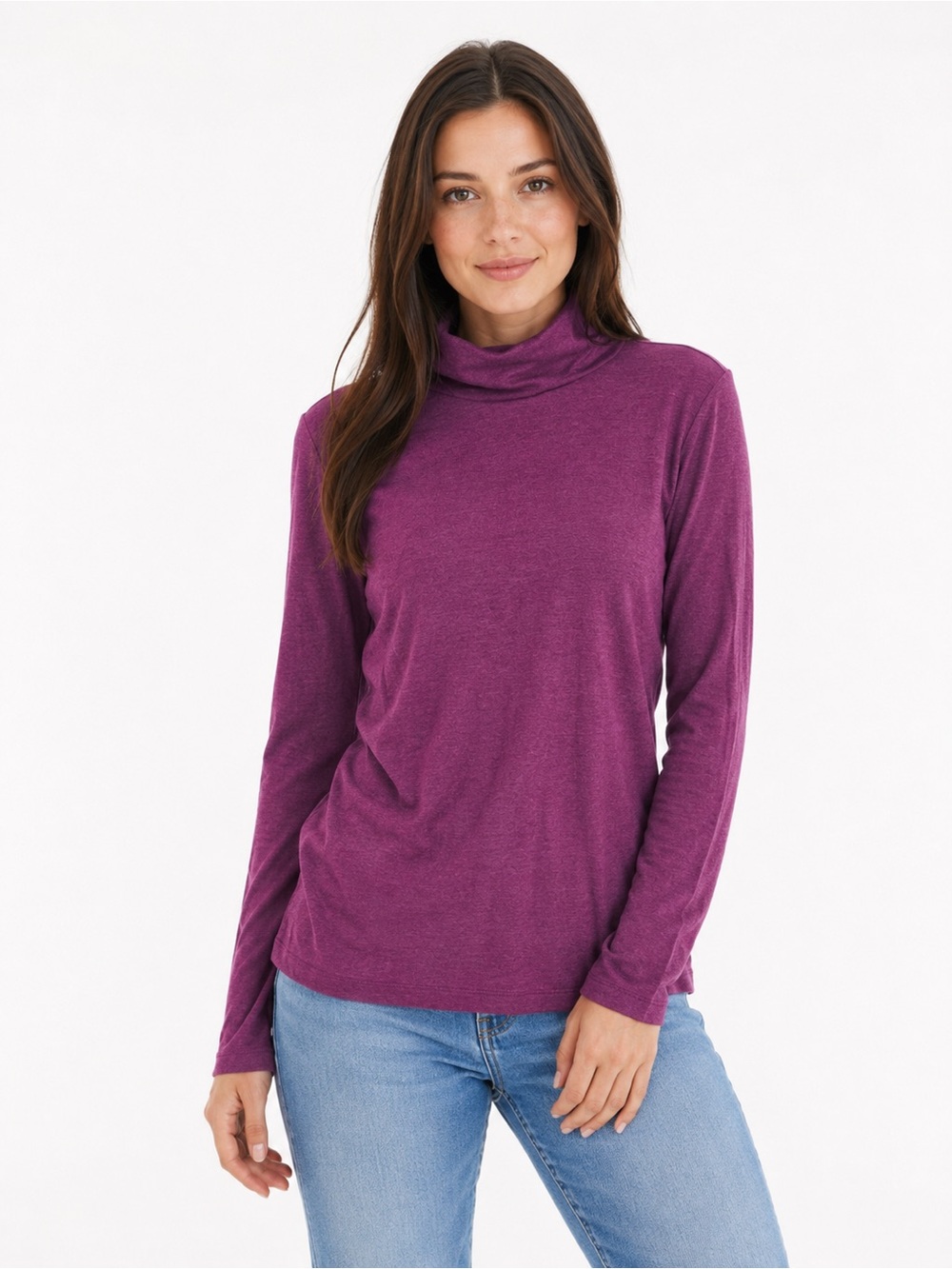 Eddie Bauer Women’s Purple Heathered Turtleneck Long Sleeve Top Size Large
